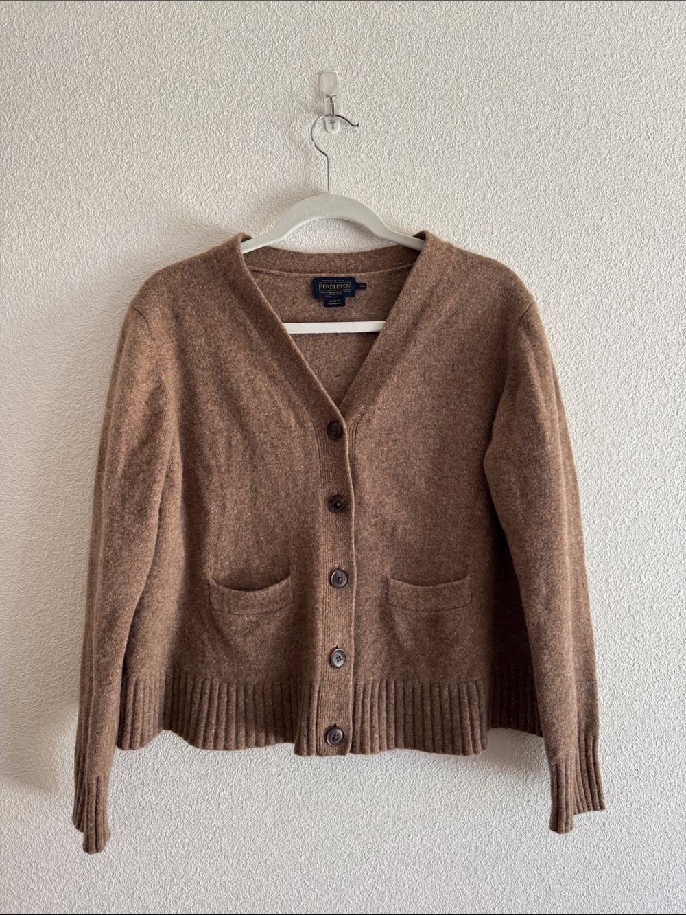 Pendleton Brown Button Front Merino Wool Cardigan
